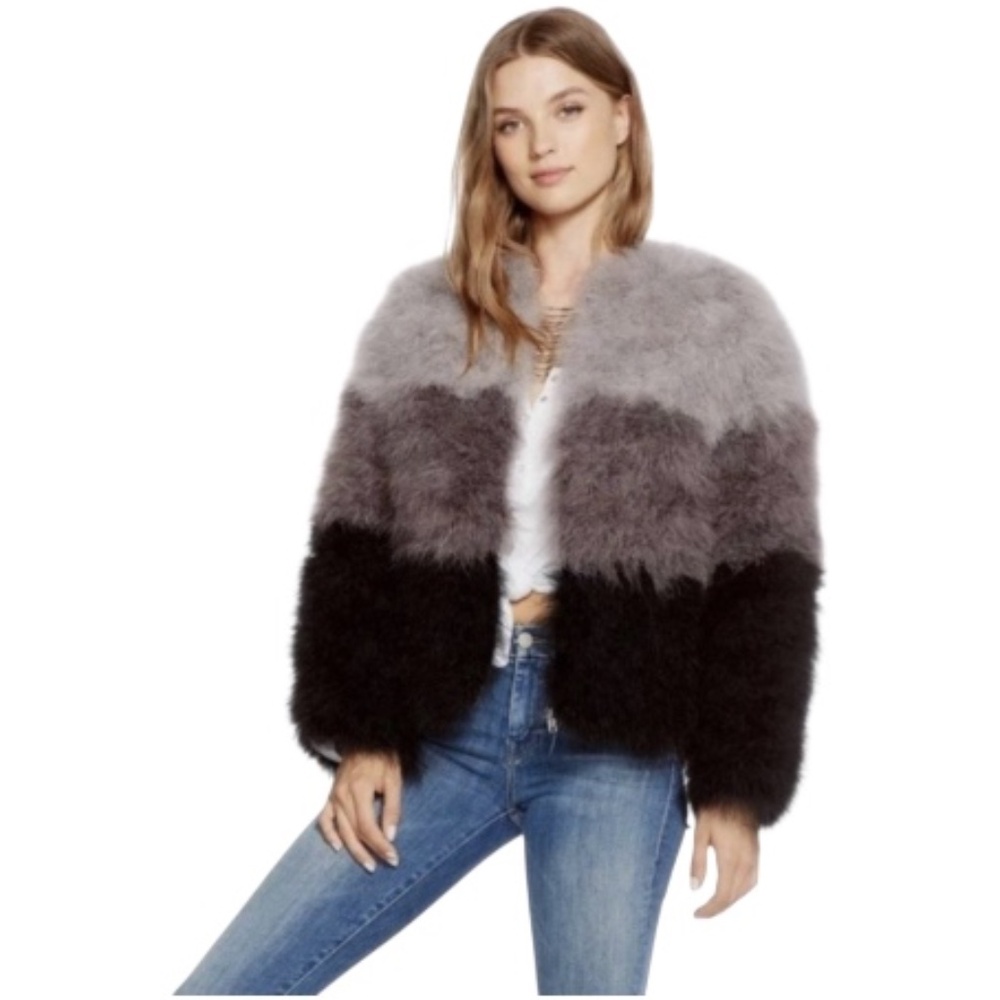 Chaser Marabou Feather Ombré Jacket | Size M